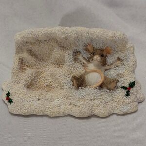 Vintage Silvestri Mouse Snow Figurine Christmas Winter Cottagecore Holiday Decor